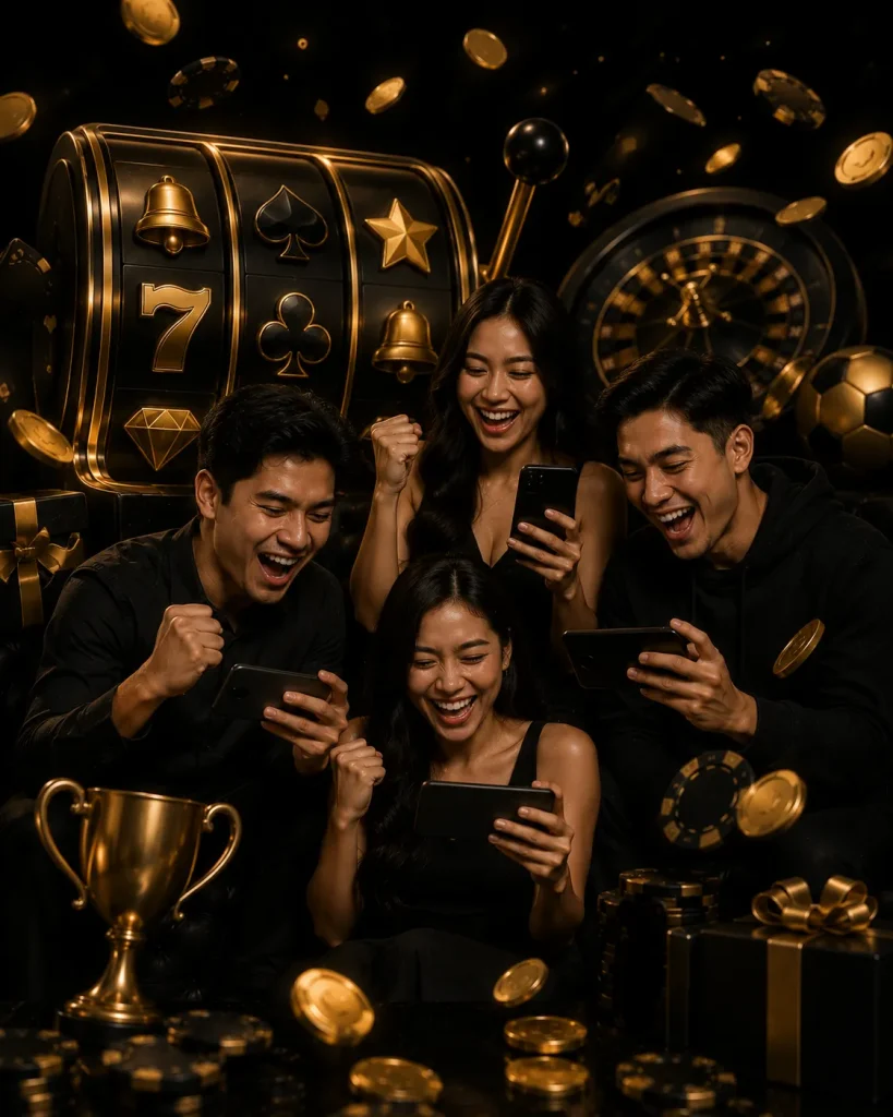 windream Casino celebration with golden excitement